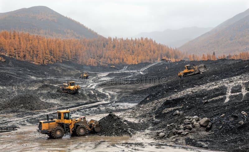 Open pit mining of natural gold in the mountains of Eastern Siberia.
In the process of work, such equipment is used as: Bulldozers, wheel loaders, mining dump trucks, Excavators, Stationary industrial equipment for washing natural gold. Open pit mining of natural gold in the mountains of Eastern Siberia.
In the process of work, such equipment is used as: Bulldozers, wheel loaders, mining dump trucks, Excavators, Stationary industrial equipment for washing natural gold