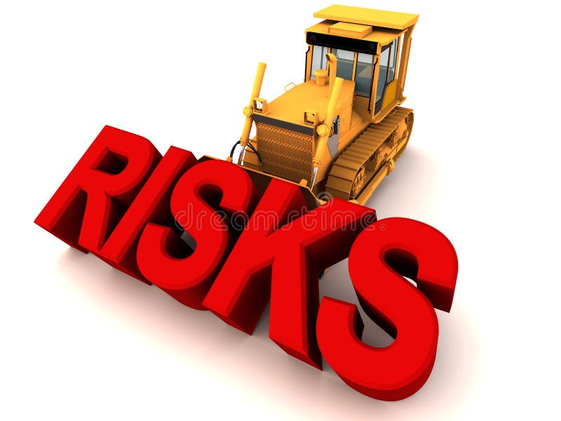 bulldozeren tar bort risker stock illustrationer bulldozeren tar bort risker stock illustrationer
