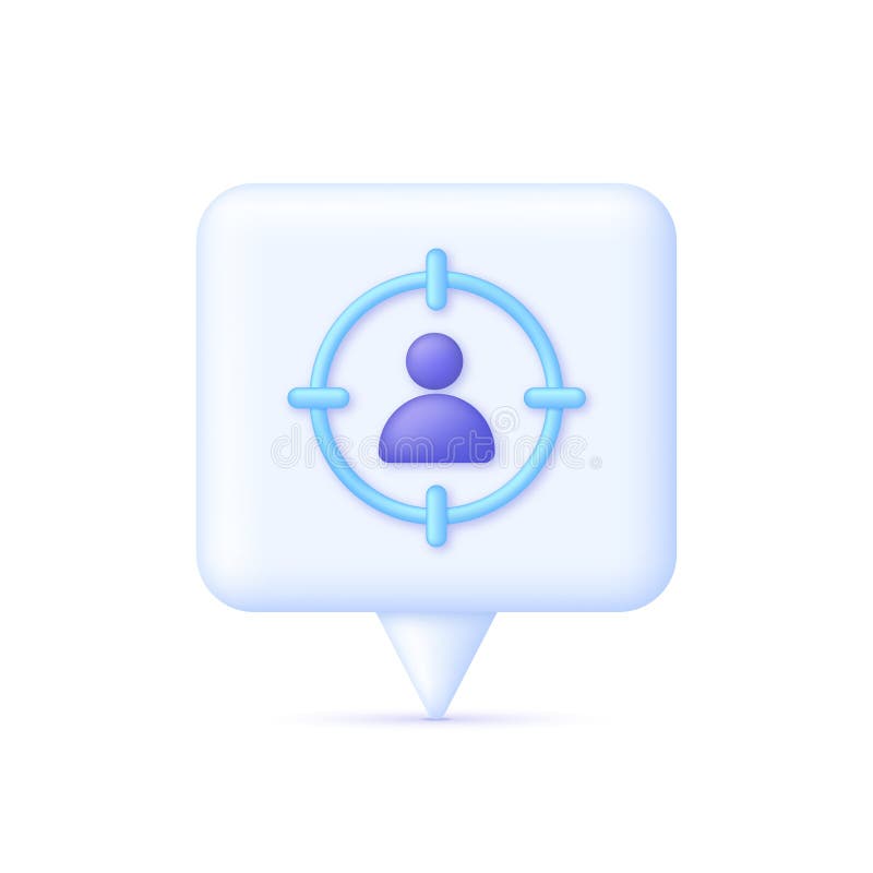 Bulle vocale 3d et icône de ciblage personnel. symbole pour la conception web. signe objectif. public cible. cible clientèle cible cible cible génération de ventes. peut être utilisé à de nombreuses fins. vectoriel moderne et tendance en style 3d.