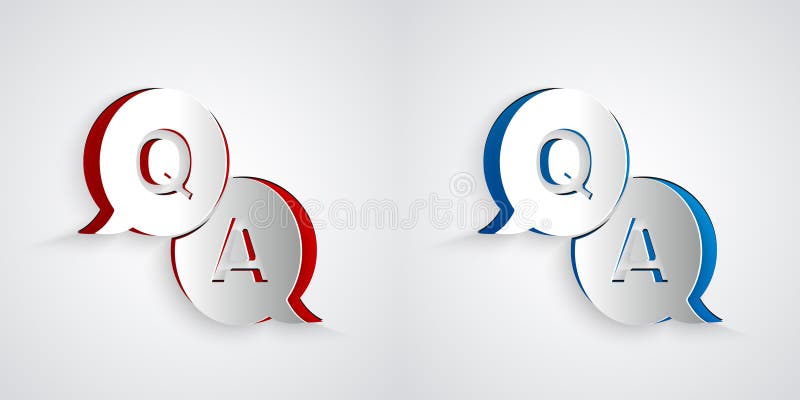 Paper cut Speech bubbles with Question and Answer icon isolated on grey background. Q and A symbol. FAQ sign. Chat speech bubble and chart. Paper art style. Vector. Paper cut Speech bubbles with Question and Answer icon isolated on grey background. Q and A symbol. FAQ sign. Chat speech bubble and chart. Paper art style. Vector.