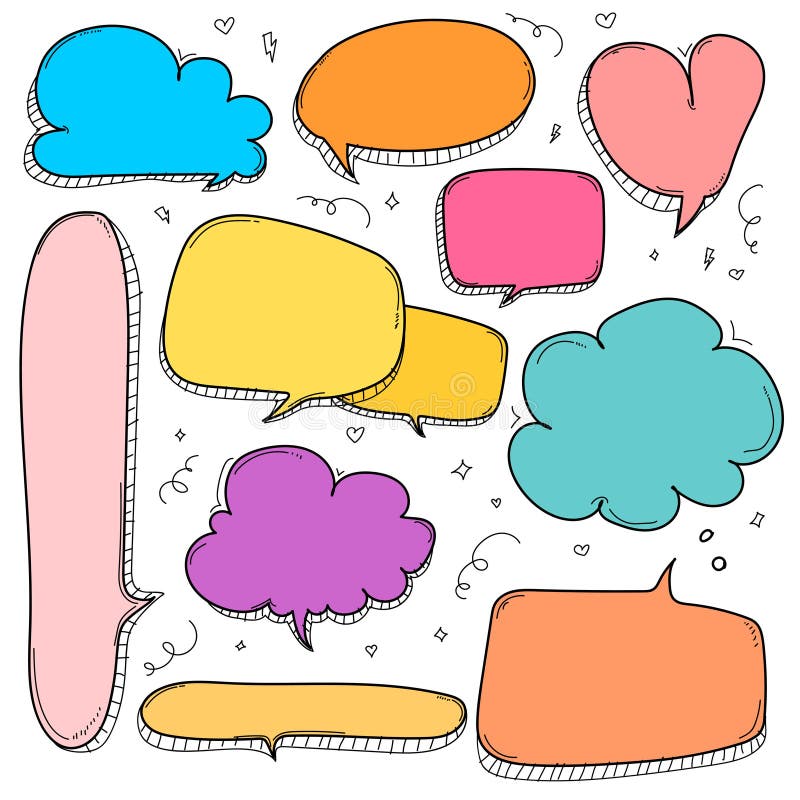 Bulles tirées par la main réglées Le ballon comique de style de griffonnage, nuage a formé des éléments de conception illustration de vecteur Bulles tirées par la main réglées Le ballon comique de style de griffonnage, nuage a formé des éléments de conception illustration de vecteur