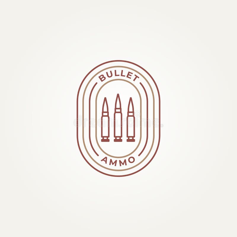 Bullet ammo simple line art badge emblem logo vector illustration