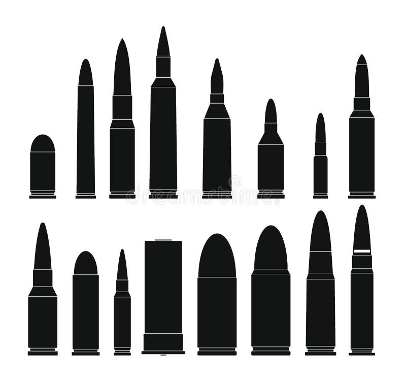 Bullet gun military icons set, simple style vector illustration Bullet gun military icons set, simple style vector illustration