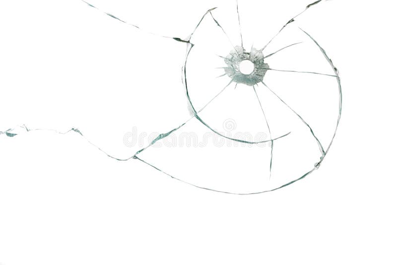 Bullet hole in glass stock photography