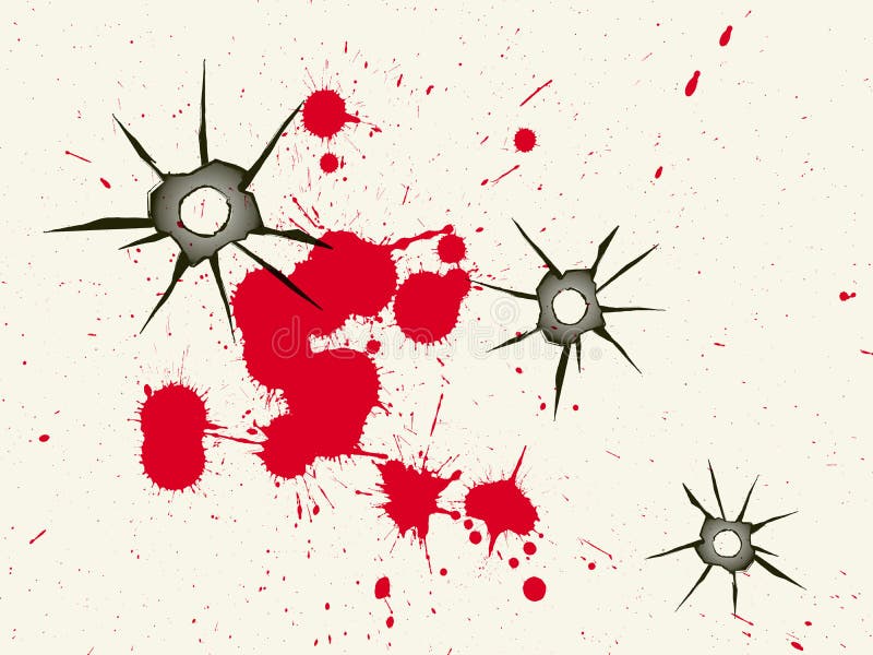 Bullet holes and blood. Illustration of a bullet holes and blood stains vector illustration