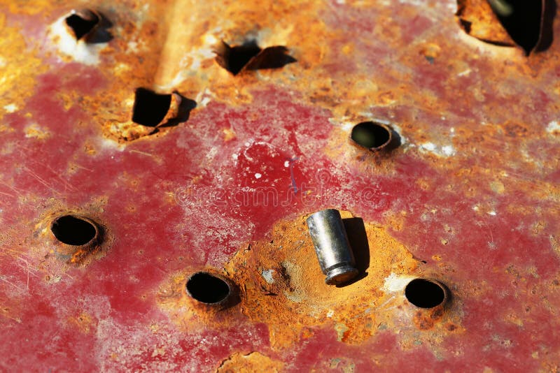 Bullet holes stock photo. Image of sheet, rusty, bullethole 53043422