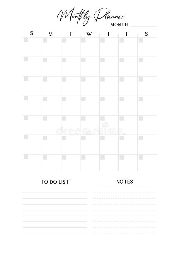 Bullet Journal, Planner, Habits Tracker Printable Template Stock