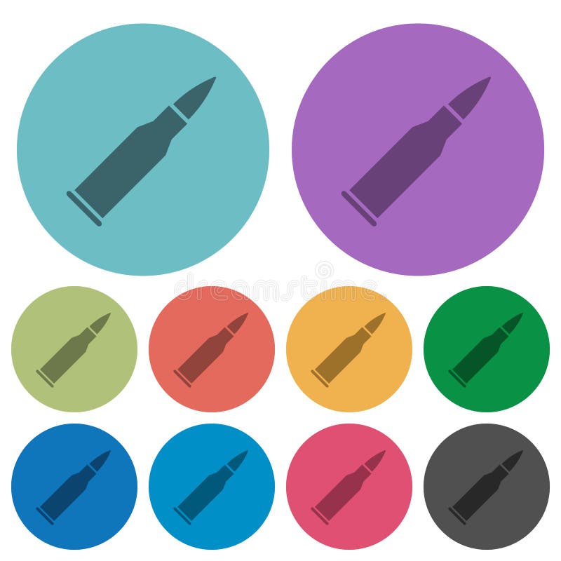 Bullet rifle ammo color darker flat icons vector illustration