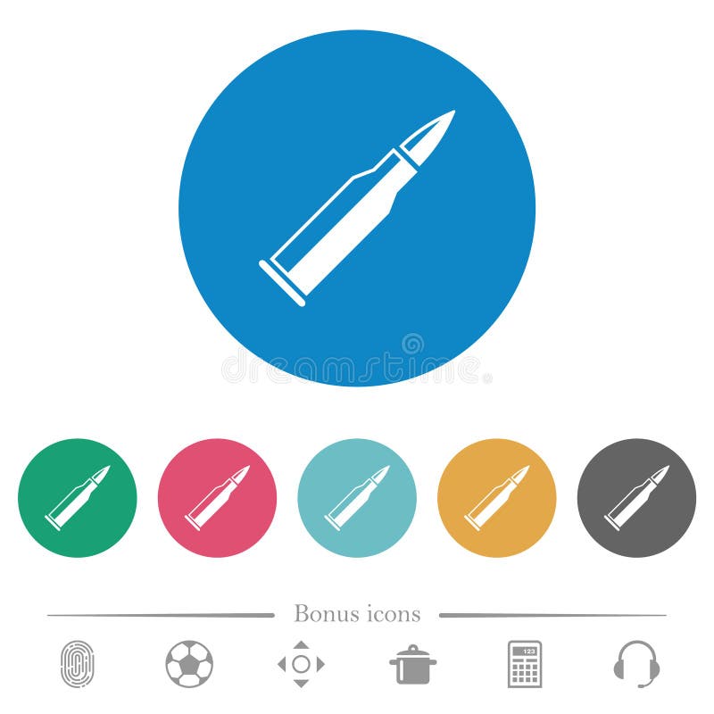 Bullet rifle ammo with gloss flat round icons vector illustration