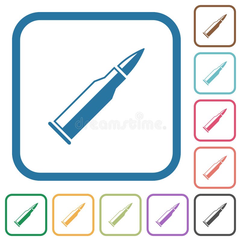 Bullet rifle ammo with gloss simple icons vector illustration