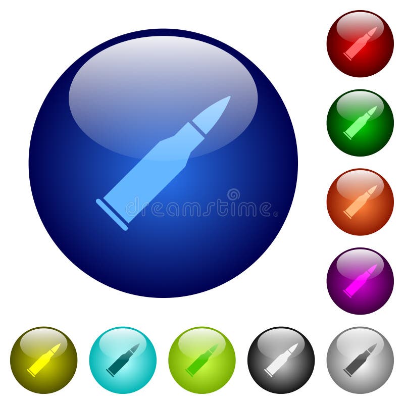 Bullet rifle ammo color glass buttons royalty free illustration