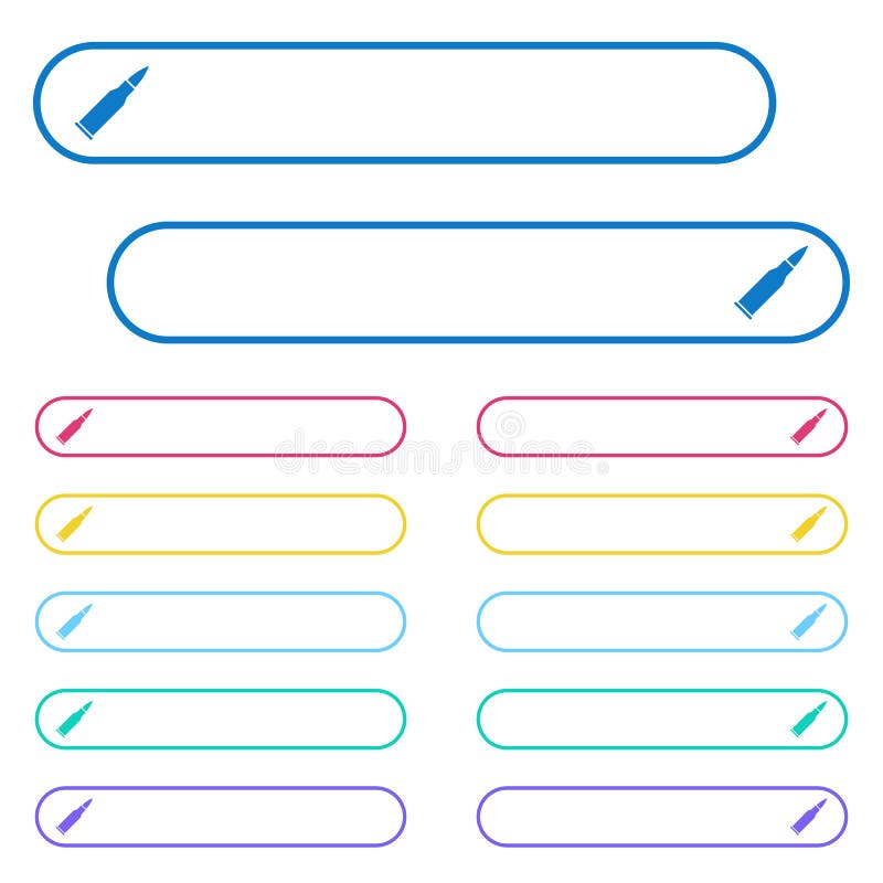 Bullet rifle ammo icons in rounded color menu buttons vector illustration