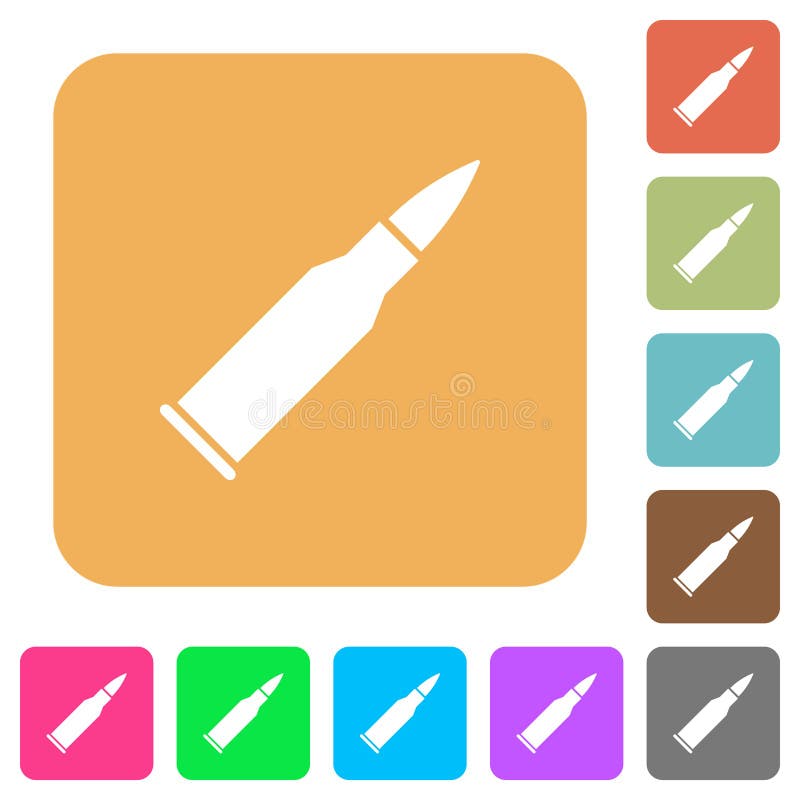 Bullet rifle ammo rounded square flat icons stock illustration