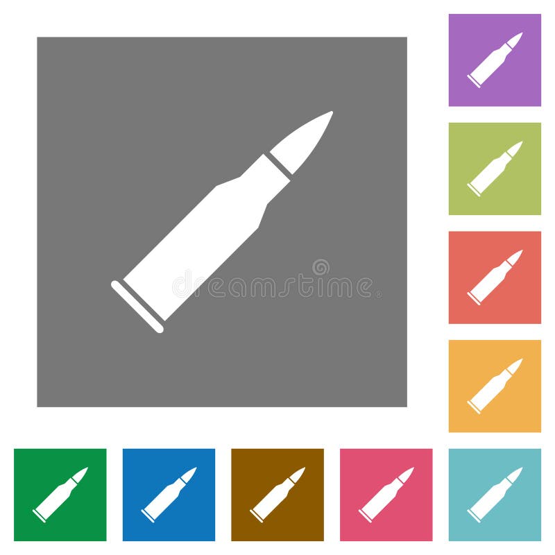 Bullet rifle ammo square flat icons stock illustration