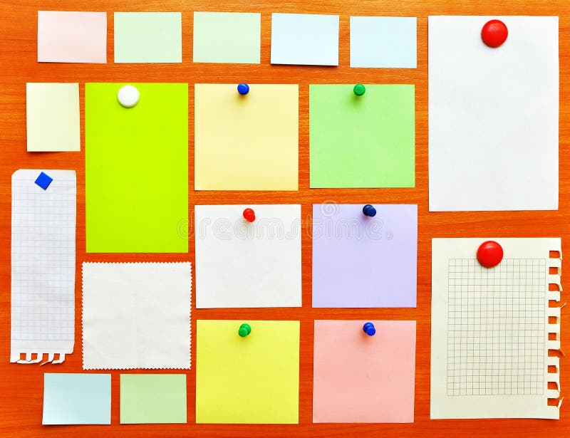 Bulletin board with colorful paper notes