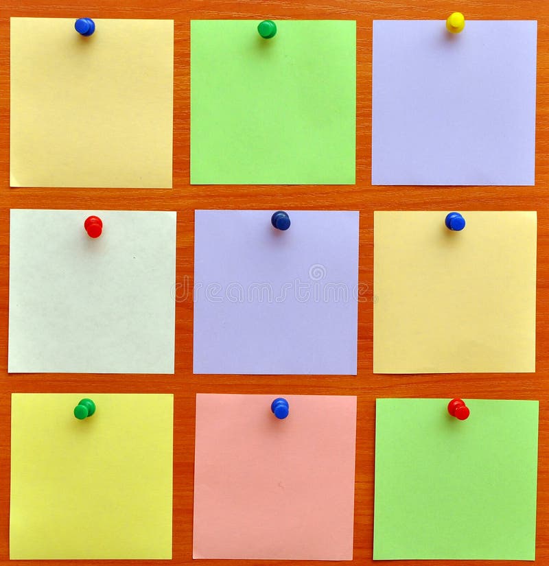 Bulletin board with colorful paper notes