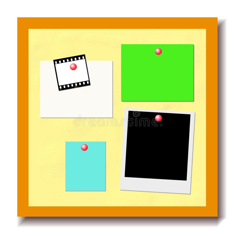 Bulletin Board with Notes royalty free illustration