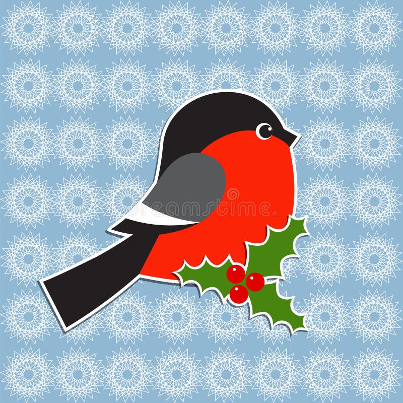 Download Bullfinch and Holly berry stock vector. Illustration of baby - 27621062