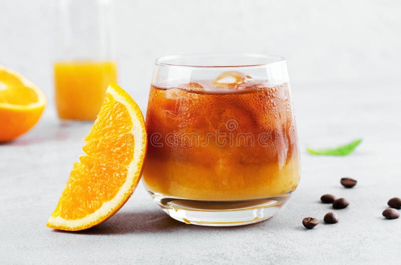 Bumble Coffee, Coffee with Orange Juice with Ice, Refreshing Drink on