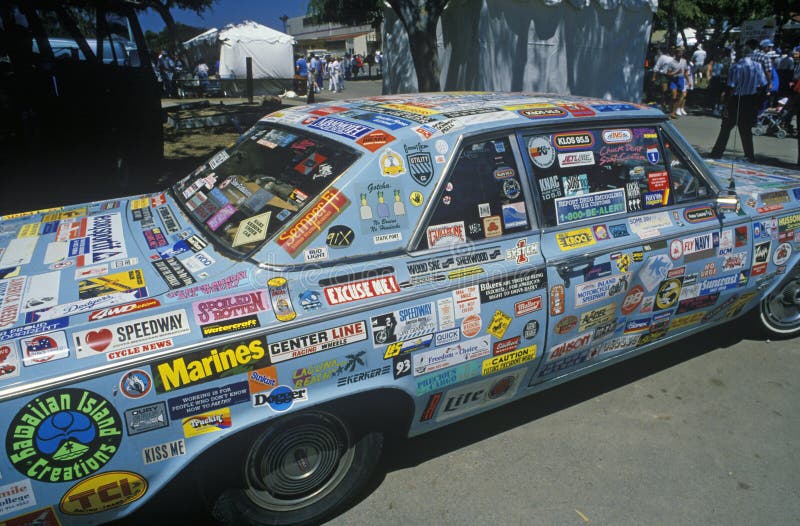 Bumper sticker covered editorial photo. Image of motor 26271001