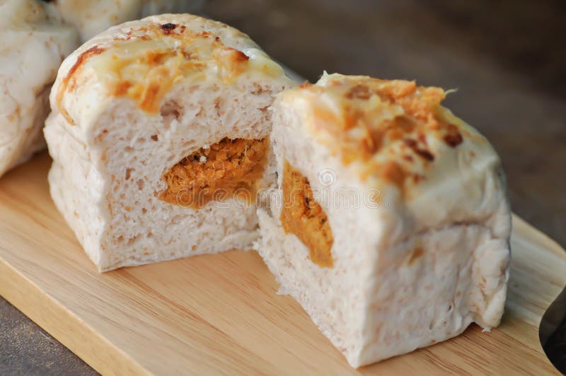 Bun or Bread with Pork Stuffed or Dried Pork Bread, Dried Shredded Pork