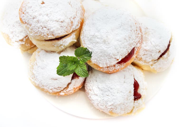 Bun with jam stock photo. Image of hole, closeup, berliner 39669504