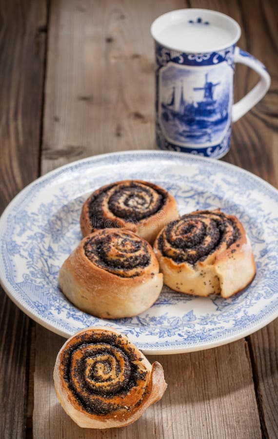 Bun with poppy seeds stock image