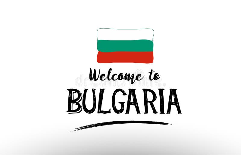 Bun venit la afișul pentru sigla națională a steagului țării în Bulgaria vector illustration