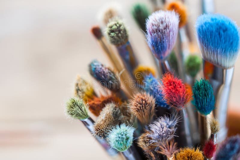 Bunch of artist paintbrushes closeup. stock photography Bunch of artist paintbrushes closeup. stock photography