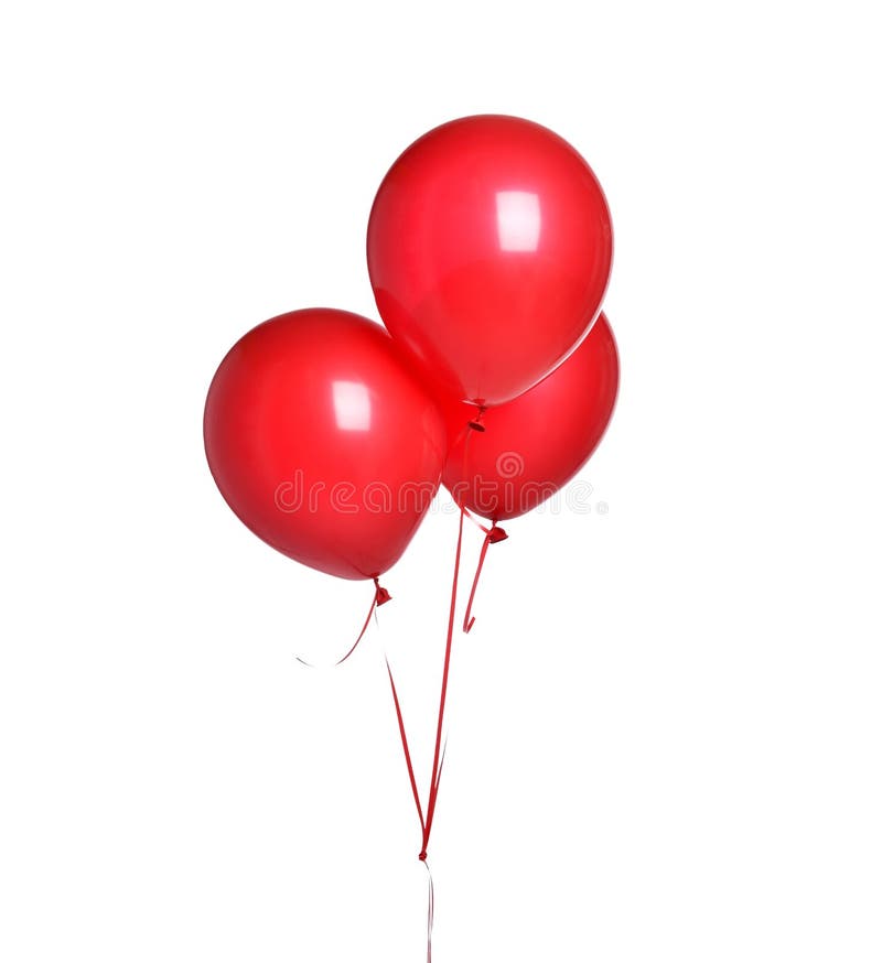 Bunch of big red balloons balloon object for birthday party or valentines day isolated on a white