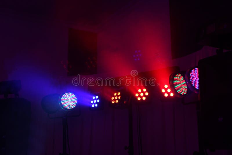 Bunch of Bright Colorful Lights in a Dark Room Stock Photo Image of