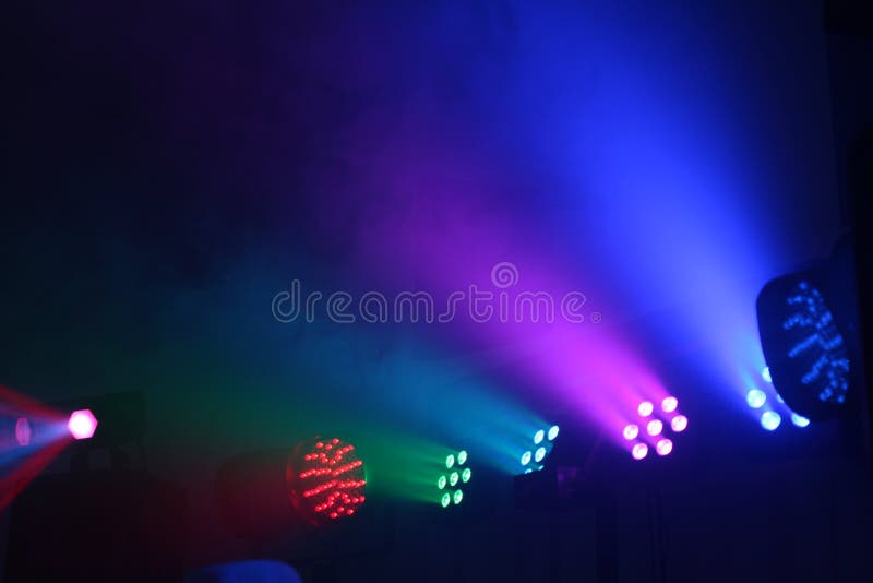 Bunch of Bright Colorful Lights in a Dark Room Stock Photo Image of