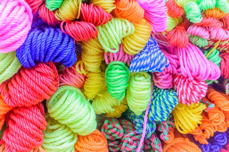 Bunch or bundle of circular nylon plastic coil cord. stock photo Bunch or bundle of circular nylon plastic coil cord. stock photo