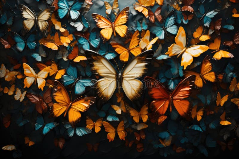 A Bunch of Butterflies that are Flying in the Air. Stock Photo Image