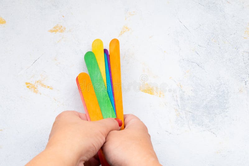 Bunch of Colorful Popsicle Sticks for Arts and Crafts Stock Image