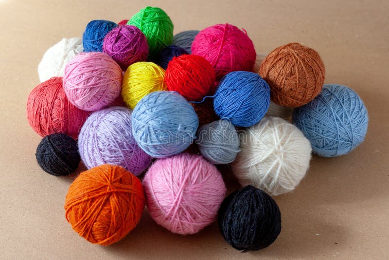 A Bunch of Colorful Yarn Balls Stock Photo Image of green, fabric