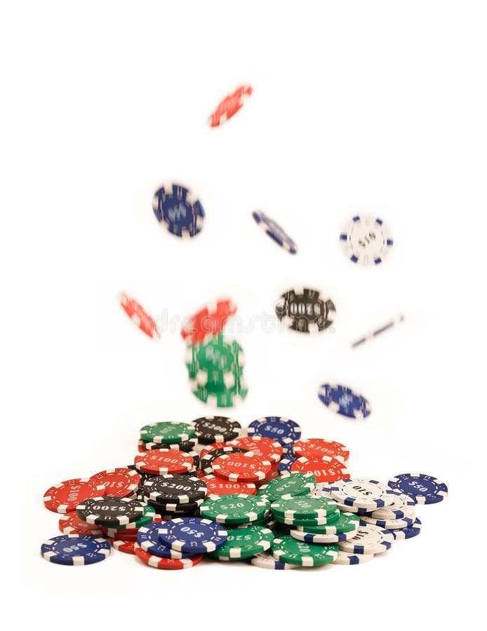 Bunch Of Falling Casino Chips. Stock Photo Image of blue, rich 19331844
