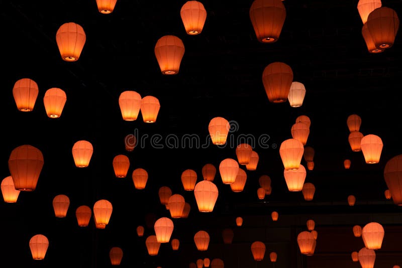Lanterns at the Night, Colorful Light, Decoration of the Festival