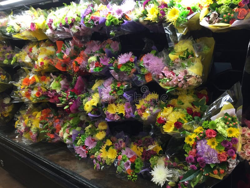 Bunch of Flowers Selling at Supermarket Stock Photo - Image of ...