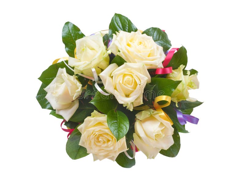 Bunch of Flowers on White Background Stock Image Image of pink, cream