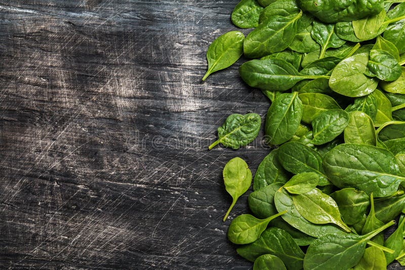 Bunch of Fresh Spinach Leaves Stock Image Image of board, nature