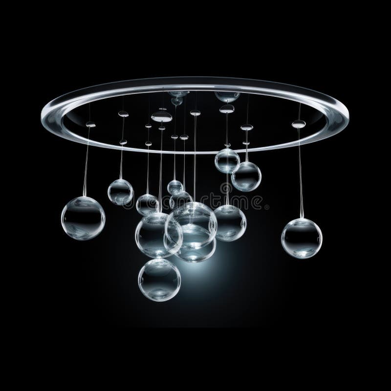 A Bunch of Glass Balls Hanging from a Ceiling, Surreal Glass Sculpture