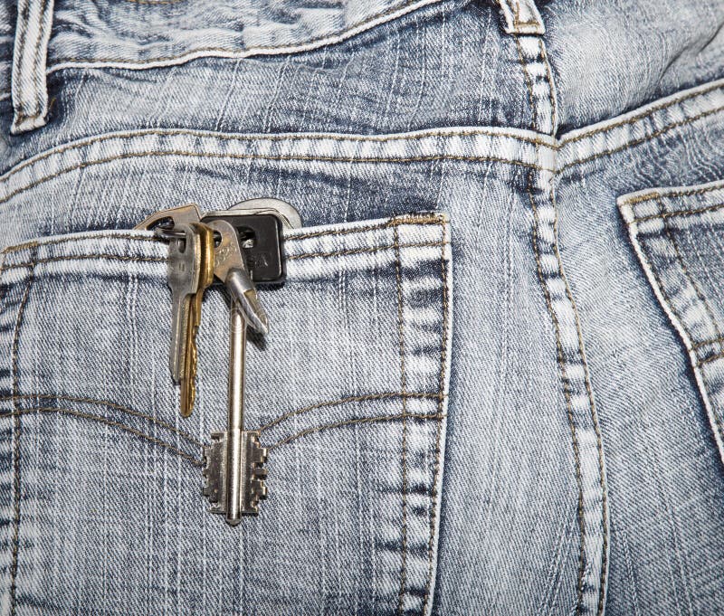 Bunch of Keys in a Hippocket of Jeans Stock Photo Image of enter