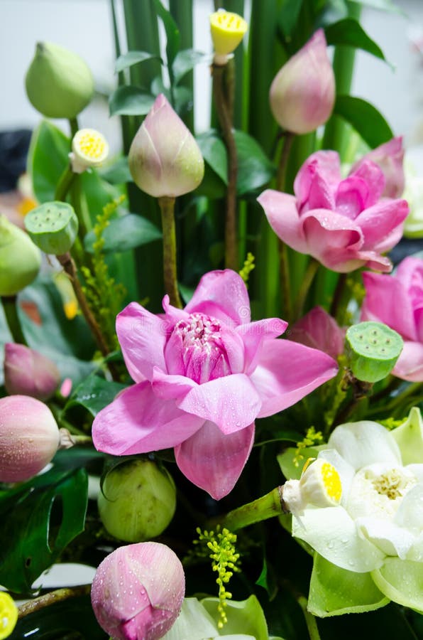 The Bunch Of Lotus Flowers Are Decoration For Wedding
