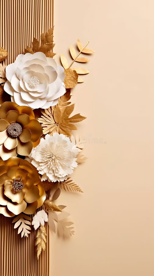 A bunch of paper flowers sitting on top of a wooden table. Generative AI image. royalty free stock photo