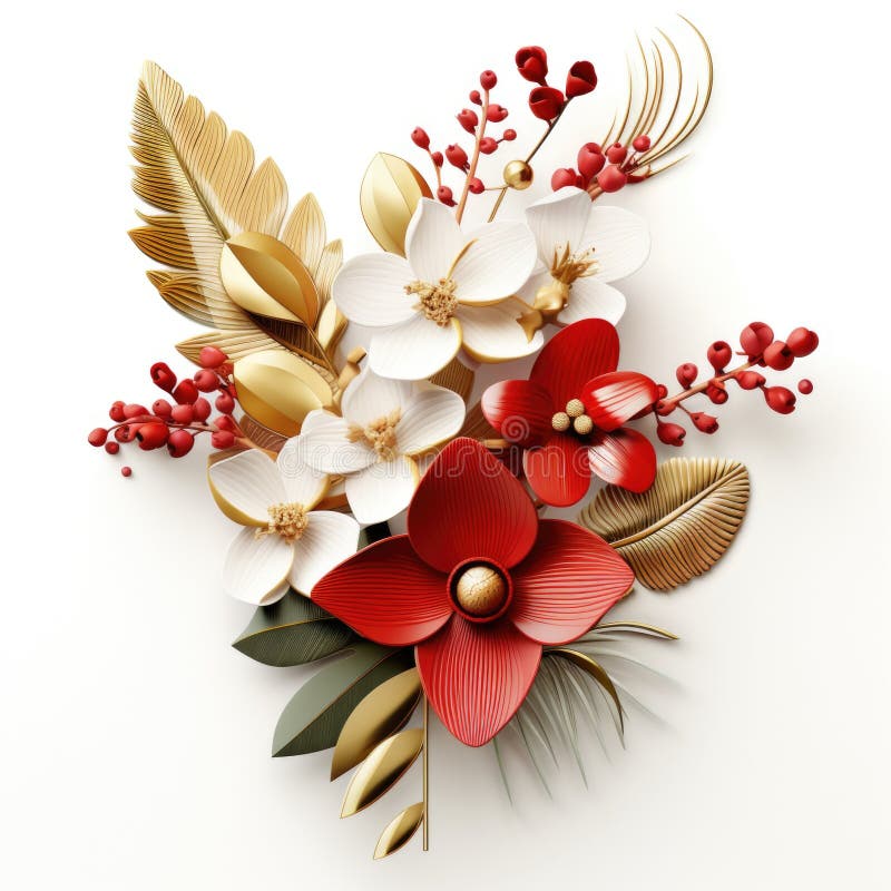 A bunch of paper flowers on a white surface vector illustration