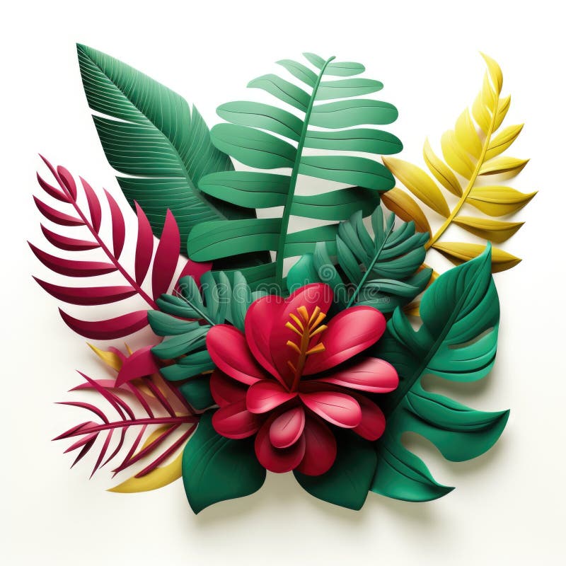 A bunch of paper flowers on a white surface vector illustration
