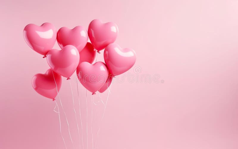 Single pink string heart isolated on light pastel pink background