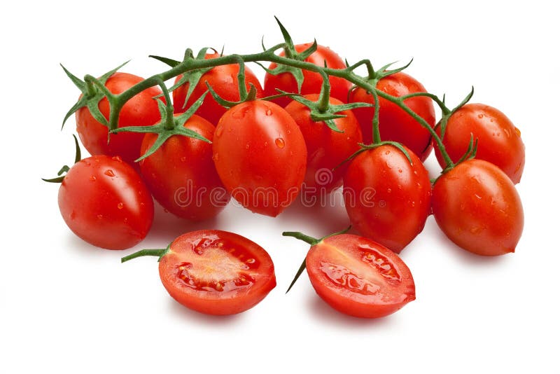 Bunch of Red Cherry Tomatoes with Water Droplets, Ingredient â€“ Italian `Pizzutello` Variety