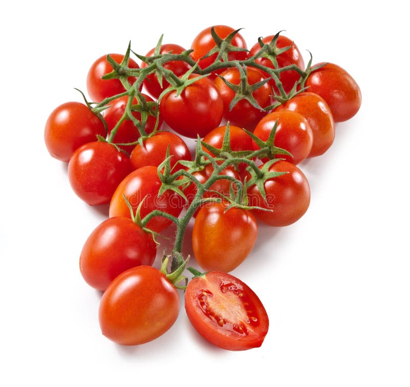 Bunch of Red Cherry Tomatoes with Water Droplets, Ingredient â€“ Italian `Pizzutello` Variety